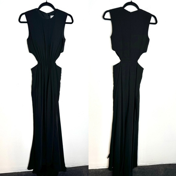 Ieena by Mac Duggal Black Gown Cut Outs sleeveless round neck Size 0 - Picture 2 of 8